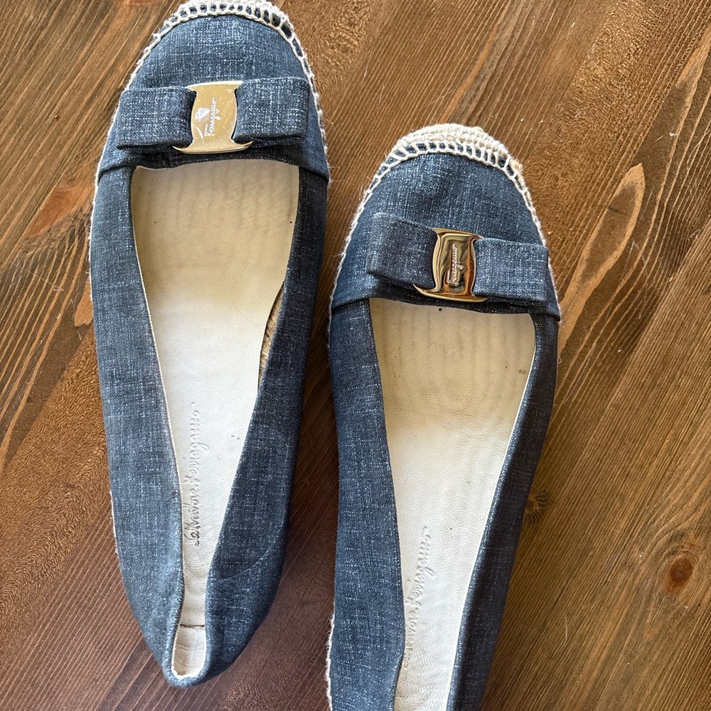 Salvatore Ferragamo Black Denim Espadrilles